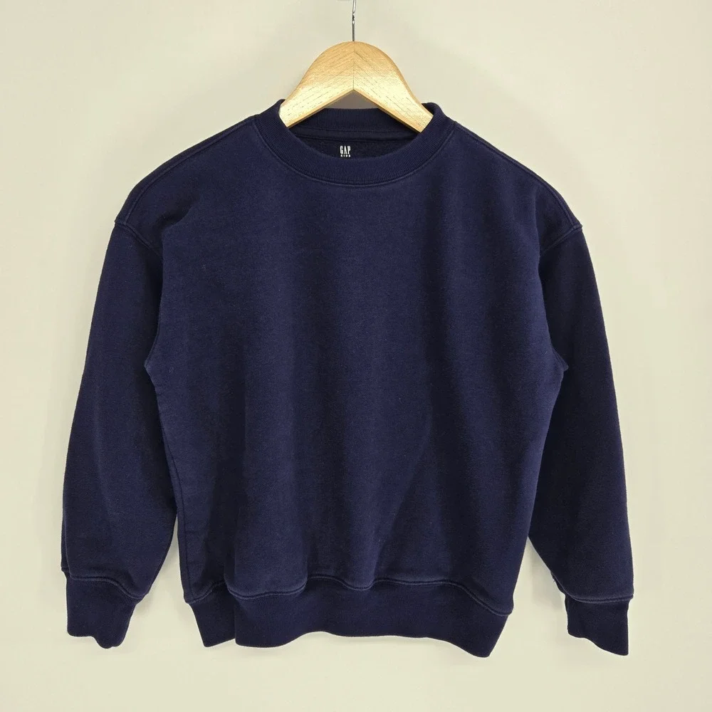 GAP Kids Sweatshirt Unisex Medium 8 Navy Blue Crewneck Fleece Pullover‎ Classic